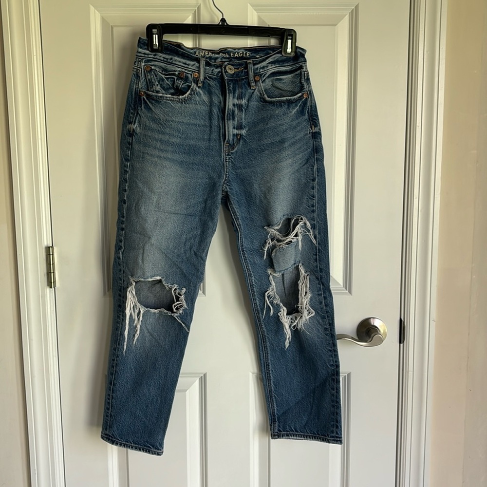 American Eagle Outfitters Distressed Baggy Jeans Size 0 X-Short